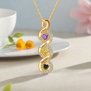 Personalized Infinity Heart Birthstone Necklace, Mother's Day Gift