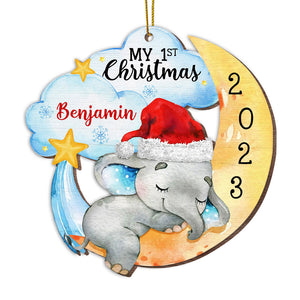 Personalized Elephant Baby First Christmas Ornament