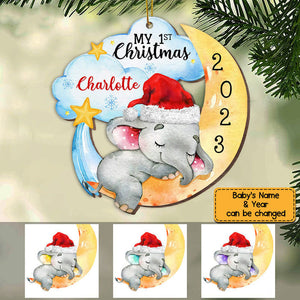 Personalized Elephant Baby First Christmas Ornament