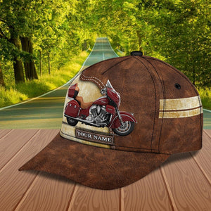 Brown Color Motorcyle Personalized Classic Cap, Personalized Gift for Motorcycle Lovers, Motorcycle Riders