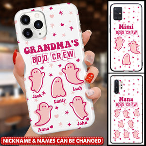 Cute Pinky Ghost, Grandma Mom's Boo Crew- Halloween Gift Personalized Phone Case