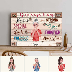 Christian Woman God Says I Am Personalized Canvas