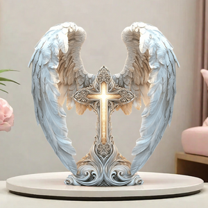 Gorgeous Angel Wings Cross Acrylic Plaque
