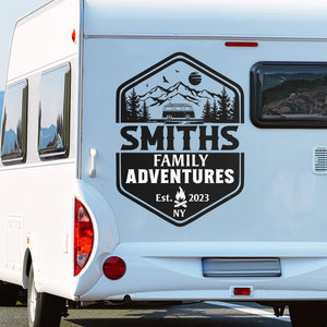 Family Adventures - Camping Personalized Custom RV Decal - Gift For Camping Lovers