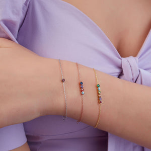 Personalized Stars Dainty Birthstone Bracelet, Mother Day Gift