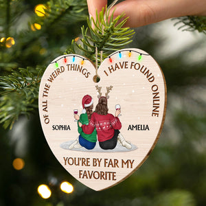 2024 New Release - Wish You A Wonderful Christmas - Couple Personalized Custom Ornament - Wood Custom Heart Shaped - Christmas Gift For For Husband Wife, Anniversary