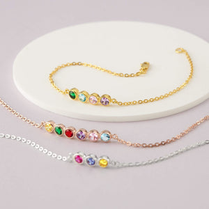 Personalized Stars Dainty Birthstone Bracelet, Mother Day Gift
