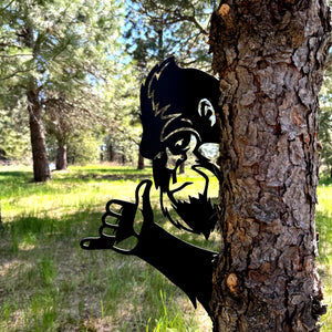 Peek-a-Boo Hang Loose Bigfoot Metal Sign – Hang Loose Edition - Shaka Sign Sasquatch