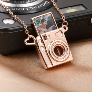 Personalized Mini Pull-Out Camera Locket Necklace with Photo