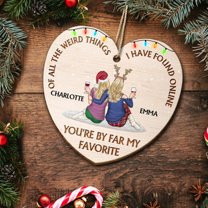 2024 New Release - Wish You A Wonderful Christmas - Couple Personalized Custom Ornament - Wood Custom Heart Shaped - Christmas Gift For For Husband Wife, Anniversary