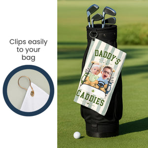 Personalized Dad Golf Towel, Papa's Caddies Golf Gift from Kids, Custom Photo Faces for Grandfather
