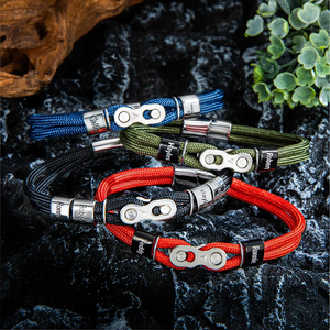 Personalized Bike Chain Bead Bracelet with Engraved Family Name Birthday Father's Day Gift for Man