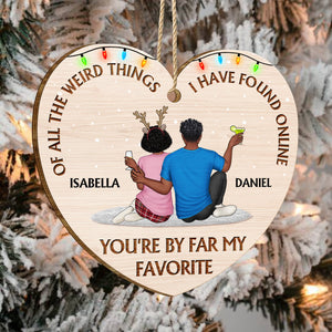 2024 New Release - Wish You A Wonderful Christmas - Couple Personalized Custom Ornament - Wood Custom Heart Shaped - Christmas Gift For For Husband Wife, Anniversary