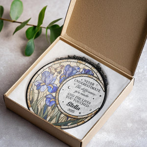 Personalized Retirement Stained Glass Suncatcher, Floral Retirement Window Decor, Coworker Gifts