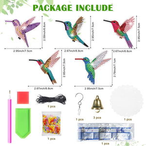 Diamond Painting Kits, Hummingbird Diamond Art Wind Chimes - Gift For Bird Lovers