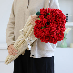 Hand-Knitted Rainbow Carnation Blanket Ready-Made Gift for Mother's Day