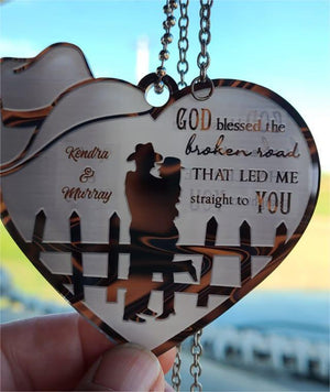 Cowboy And Cowgirl - Personalized Couple Car Hang Ornament