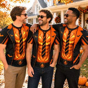 Printed Classic Shirt - Smiling Pumpkin King Design, Unique Halloween Gift for Dad