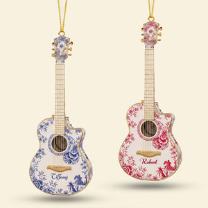 Guitar Toile de Jouy - Personalized Acrylic Ornament - Christmas Gift For Guitar Lovers