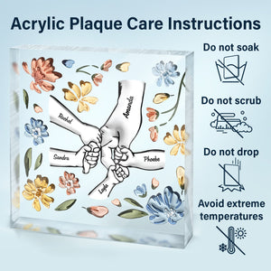 Hand In Hand, I Will Always Protect You - Gift For Mom, Grandma - Personalized Square Shaped Acrylic Plaque