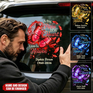 Big Piece Of My Heart Lives In Heaven - Personalized Butterfly Decal