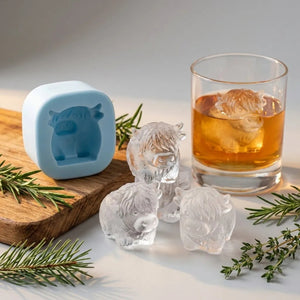 Adorable Highland Cow Silicone Ice Cube Tray - Mini Highland Cow Ice Cube Mold, for Whiskey, Cocktails, Drinks, Perfect Gift for Cow Lovers