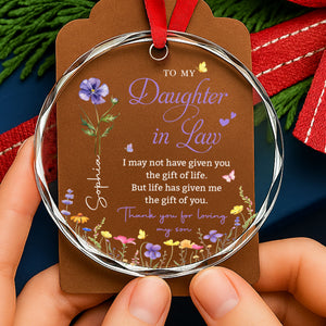 To My Daughter In Law - Personalized Glass Ornament - Gift For Daughter In Law