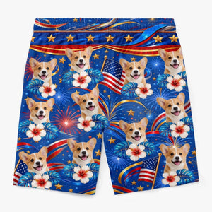 Personalized Photo Tropical Hawaiian Aloha Men America Beach Shorts - Gifts For Dog Cat Lovers