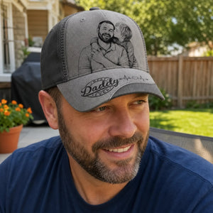 Custom Photo Sketch Line Art Dad - Personalized Classic Cap - Father's Day Gift For Dad, Daddy, Papa, Grandpa