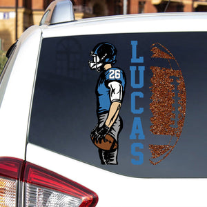 Personalized American Football Player Car Decal - Gift For American Football Lovers