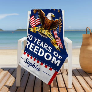 250 Years Of Freedom, Personalized Beach Towel, Gift For Patriots