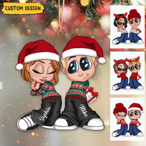 2024 New Release - Y2K Couple Personalized Acrylic Christmas Ornament, Christmas Gift for Him for Her
