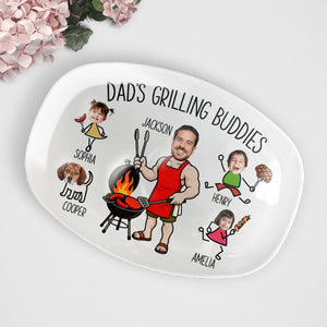 Father's Day Gifts, Dad's Grilling Buddies Father's Day Gift For Daddy, Husband, Grandpa - Personalized Platter