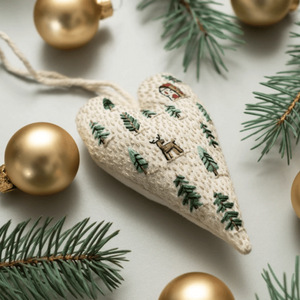 DIY Heart Shaped Hand Embroidered Christmas Ornament