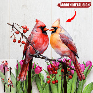 Cardinals Garden Metal Sign with Stake - Memorial Gift