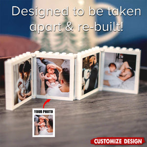 Personalised Fold-Out Daddy & Me Brick Photo Block Gift Mini Photo Album Keepsake Gift for Dad