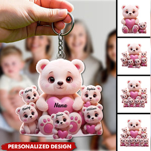 Personalized Cute Bear Keychain-Gift For Mom, Grandma
