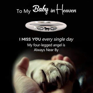 FOR MEMORIAL My Four-legged Angel is Always Near By-Personalized Tiny Paw With Wings Ring