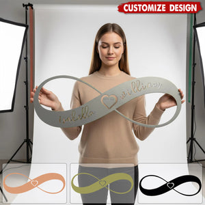 Personalized Infinity Heart Metal Wall Art: Couple Names & Date