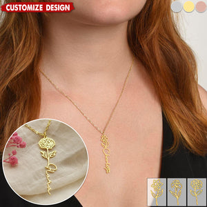 Graduation Gift - Personalized Flower Name Necklace