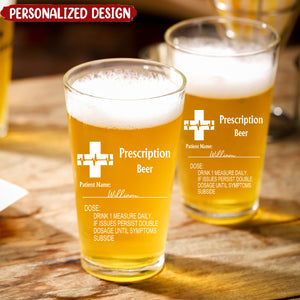 Personalized Funny Prescription Beer Glass with Laser Engraved Name Gift for Grandpa Dad