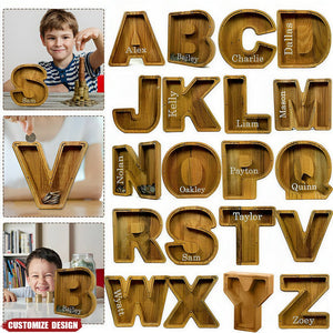 Custom initial Coin Bank With Name,Wooden Piggy Bank Gift For Boys or Girls