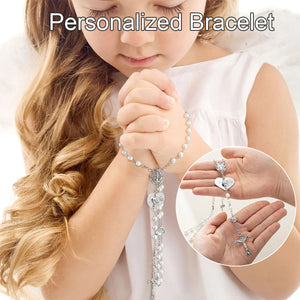 Personalized Jesus Cross with Heart Name Charm Bracelet