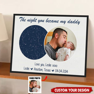 The Night You Became My Daddy Custom Star Map Photo Canvas Poster