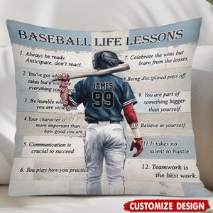 Baseball Life Lessons -Personalized Pillow - Gift For Baseball Lover