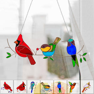 Stained Glass Humming Birds Suncatcher - Gift For Bird Lovers