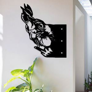 Peek-A-Boo Grumpy Rooster Metal Sign Garden Decoration