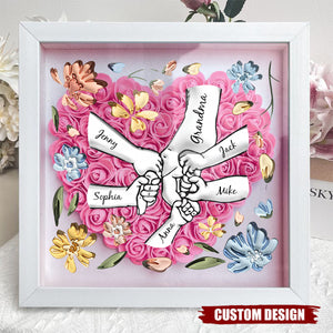 Holding Mom's Hands - Personalized Flower Shadow Box With Name