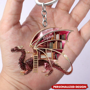 Mystical Dragon Book-Personalized Keychain For Book Lovers