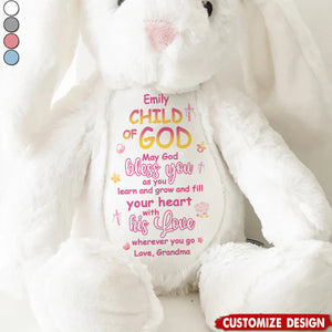 May God Bless You - Personalized Stuffed Bunny